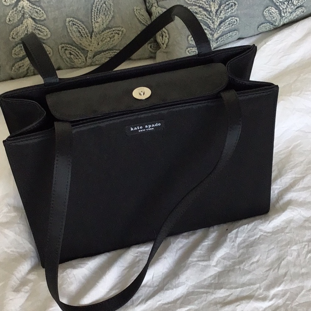 Kate Spade New York Sam Icon nylon tote bag in black. - Picture 6 of 16